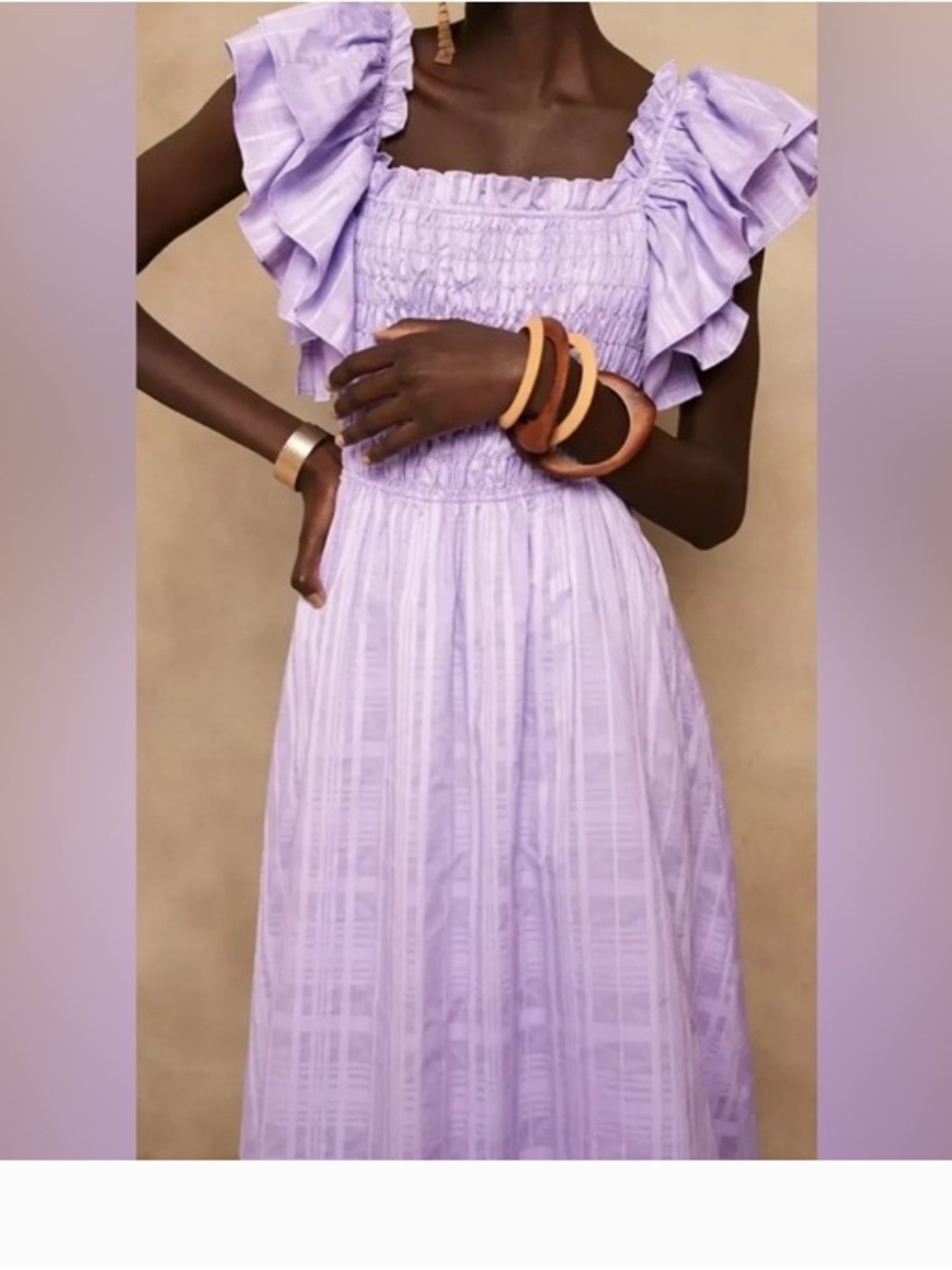 Banana Republic Lavender Ruffled Midi Dress